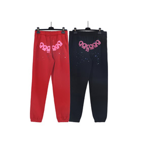 Sp5der letter-print elasticated loose-fitting casual pants-4607  